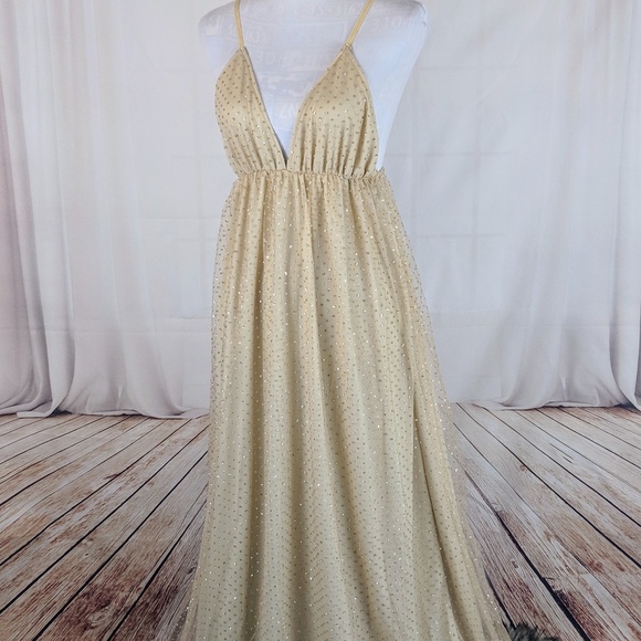 Cosmic Dresses & Skirts - 🌟💞Sparkling Gold Plunge Prom dress